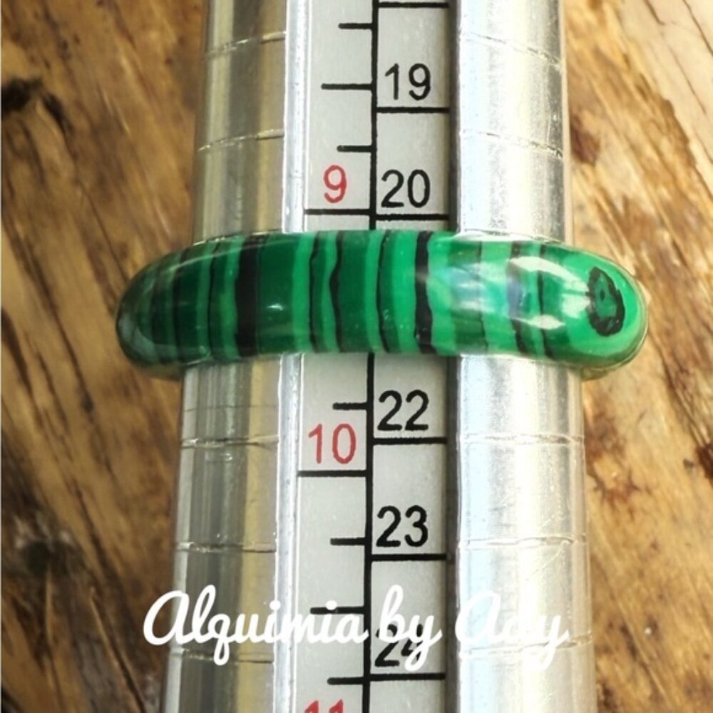 Malachite  carved band ring/creativity heart chakra inspirational ring